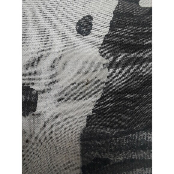 Seasuns Blouse Top Sheer Black White Sz S Long Sleeve Button Front Color block - Picture 11 of 11